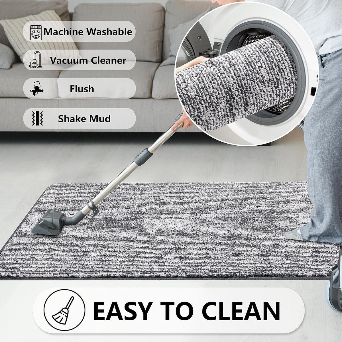 REFETONE Indoor Doormat, Front Door Mat 24"x36" Absorbent Rubber Backing Non Slip Back Door Mats