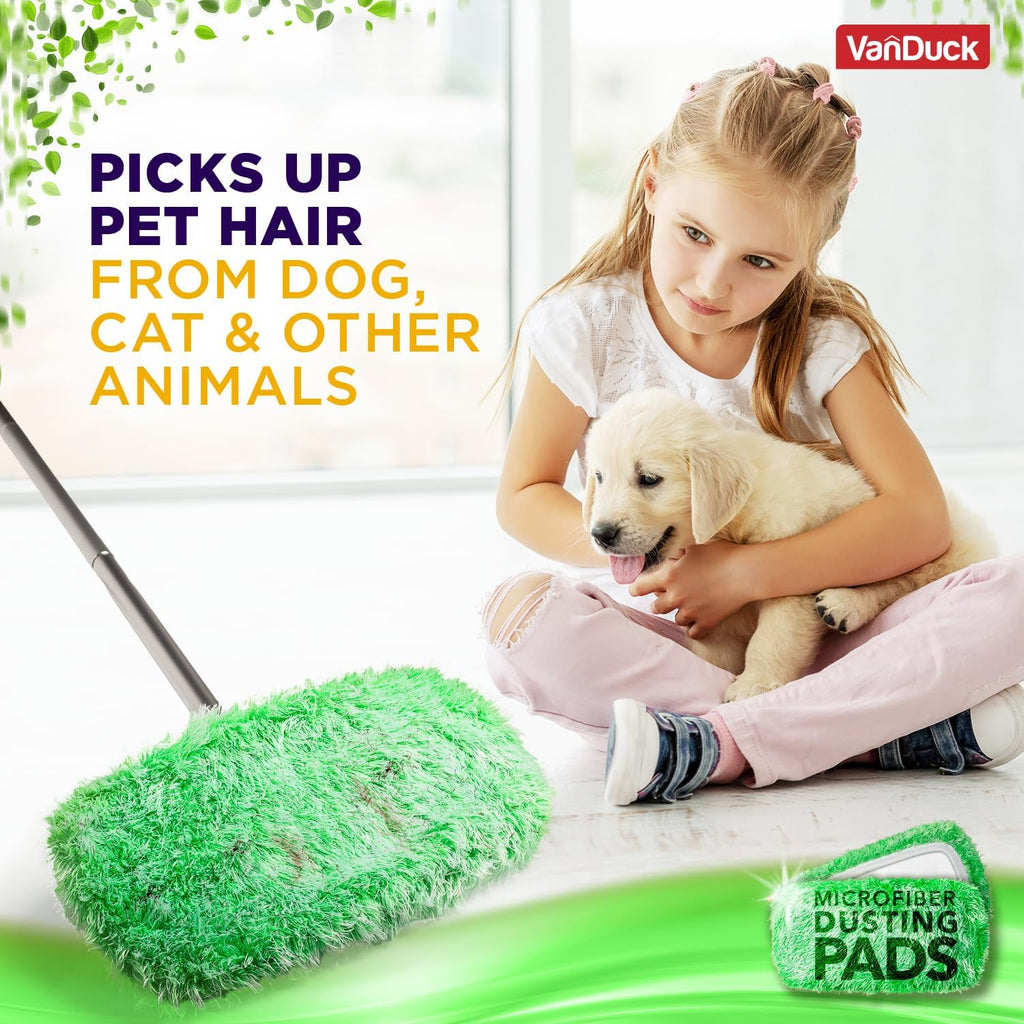 VanDuck Floor Duster Refill Compatible with Swiffer Sweeper Mop (2 Pack) - Microfiber Pet Heavy