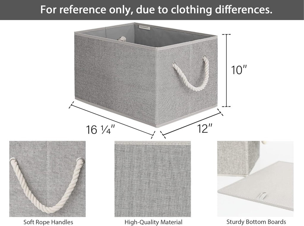 StorageWorks Storage Baskets for Shelves, Foldable Fabric Closet Storage Bins with Handles, Fabric