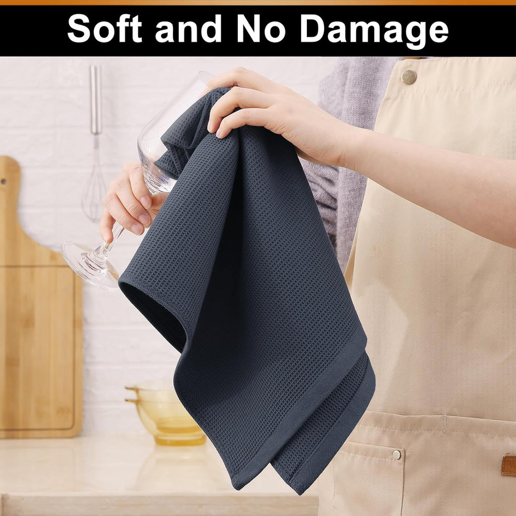 Homaxy 100% Cotton Kitchen Towels and Dishcloths Set - 8 Pack Waffle Weave Soft and Absorbent Dish