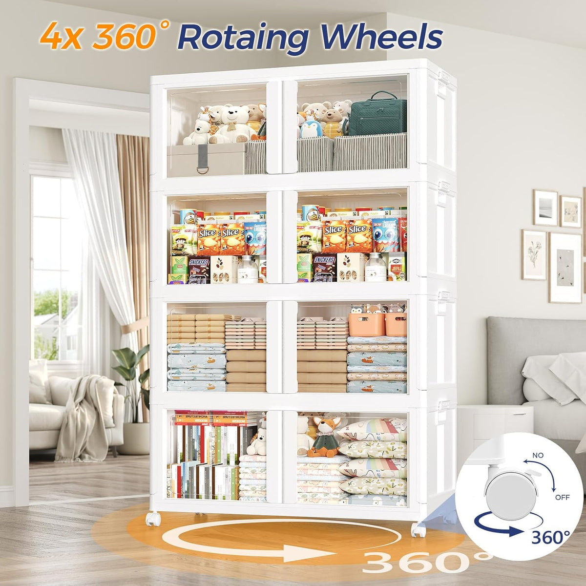600Qt Stackable Storage Bins with Lid and Wheels, 150Gal Plastic Closet Organizer and Storage