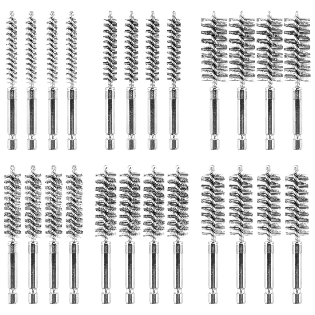 24 pcs Bore Brush for Drill, Stainless Steel Wire Cleaning Brush Set, Abrasive Wire Bore Brushes