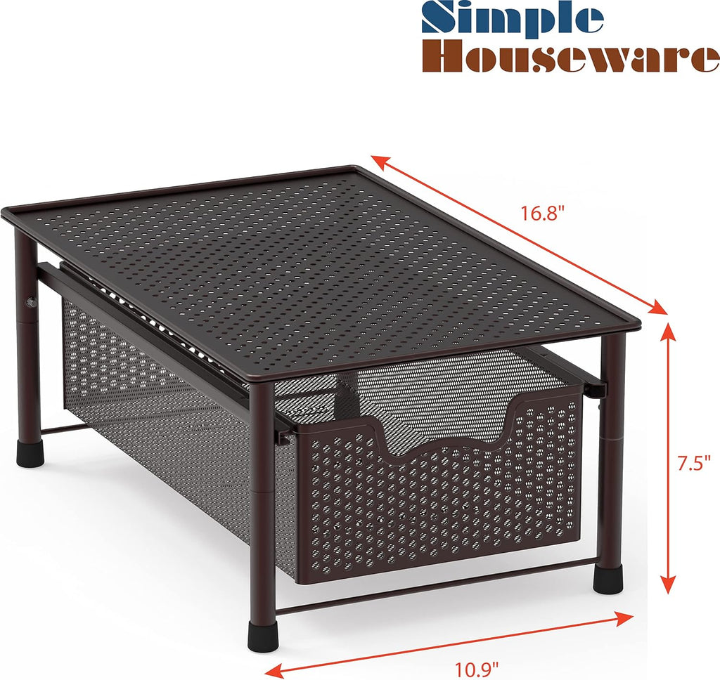 Simple Houseware Stackable Cabinet Basket Drawer Organizer, Bronze