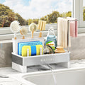Nacial Sponge Holder for Kitchen Sink, Sink Caddy Organizer with High Brush Holder, Two Towel Racks
