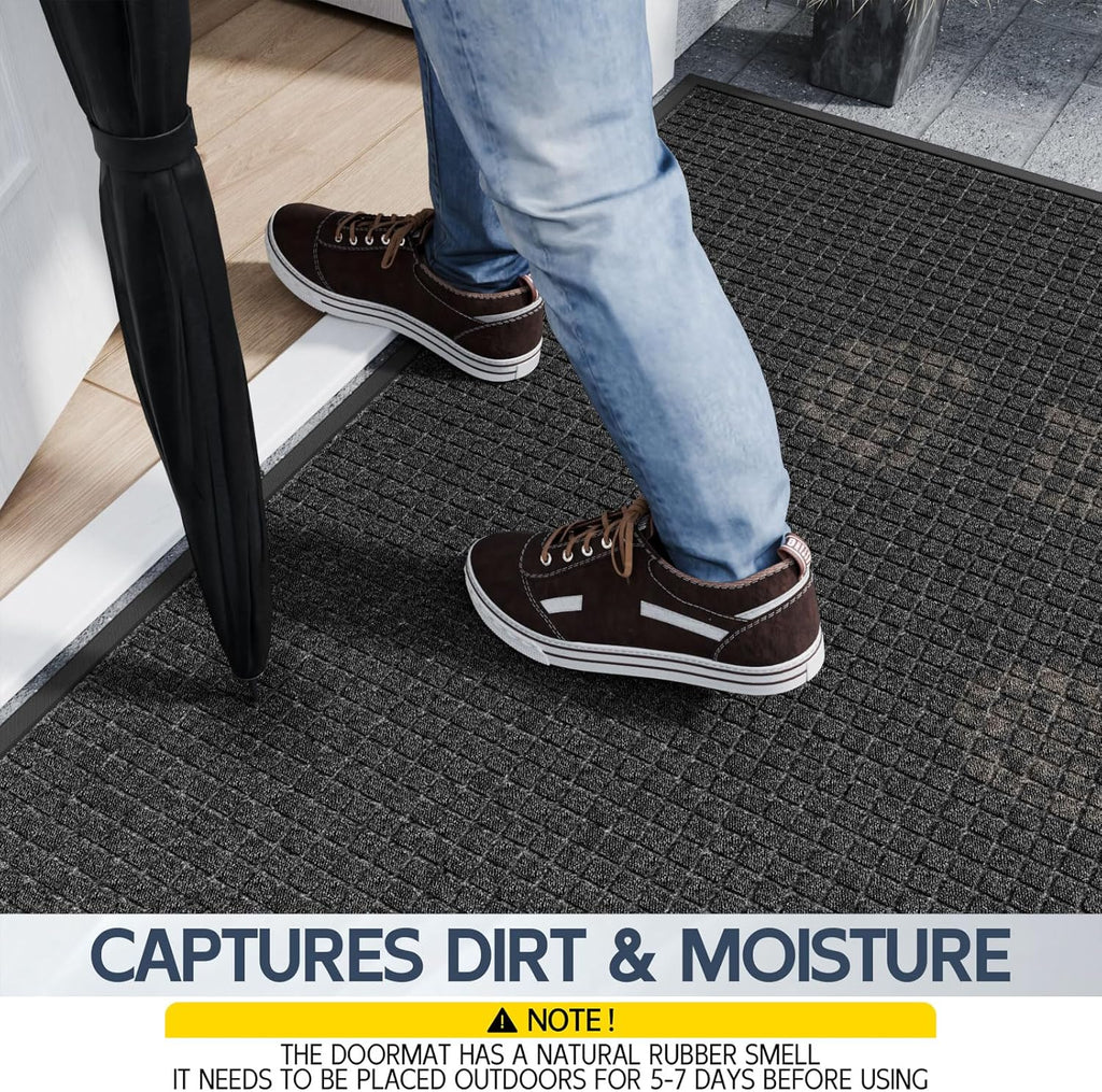 Indoor Outdoor Front Door Mats, 48" x 36" Rubber Backing Non Slip Durable Welcome Floor Mats for