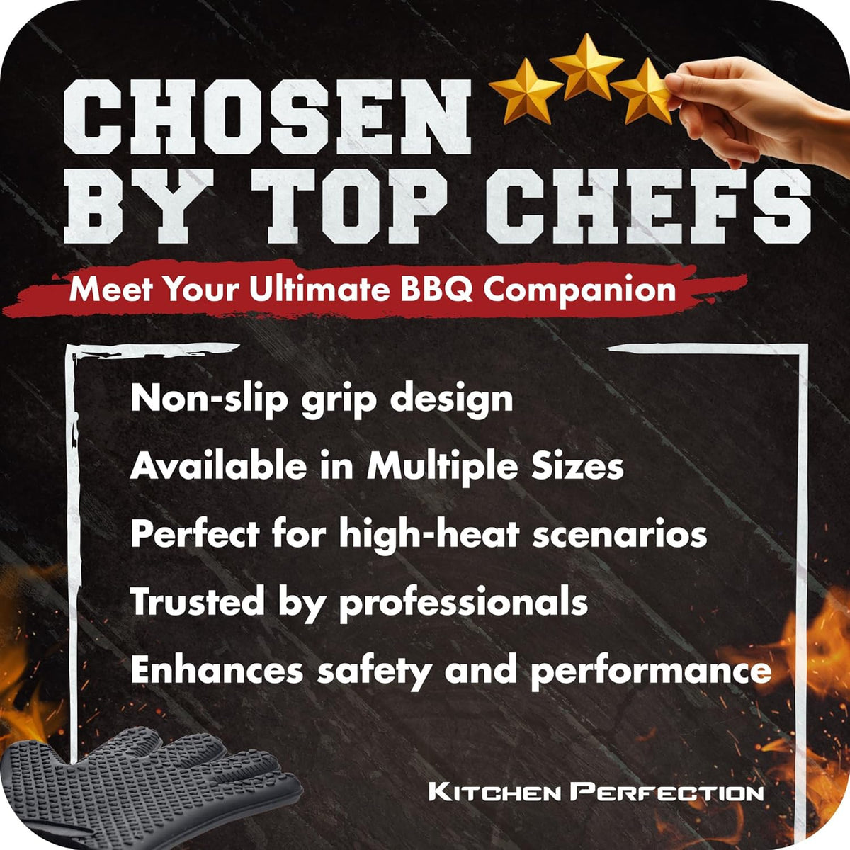 KITCHEN PERFECTION XL Silicone Smoker Oven Gloves-Extreme Heat Resistant BBQ Gloves-Handle Hot Food