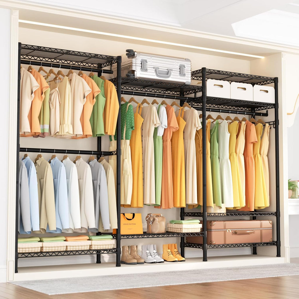 Heavy Duty Garment Rack Large Clothes Rack,Freestanding Closet Portable Clothing Rack with 8