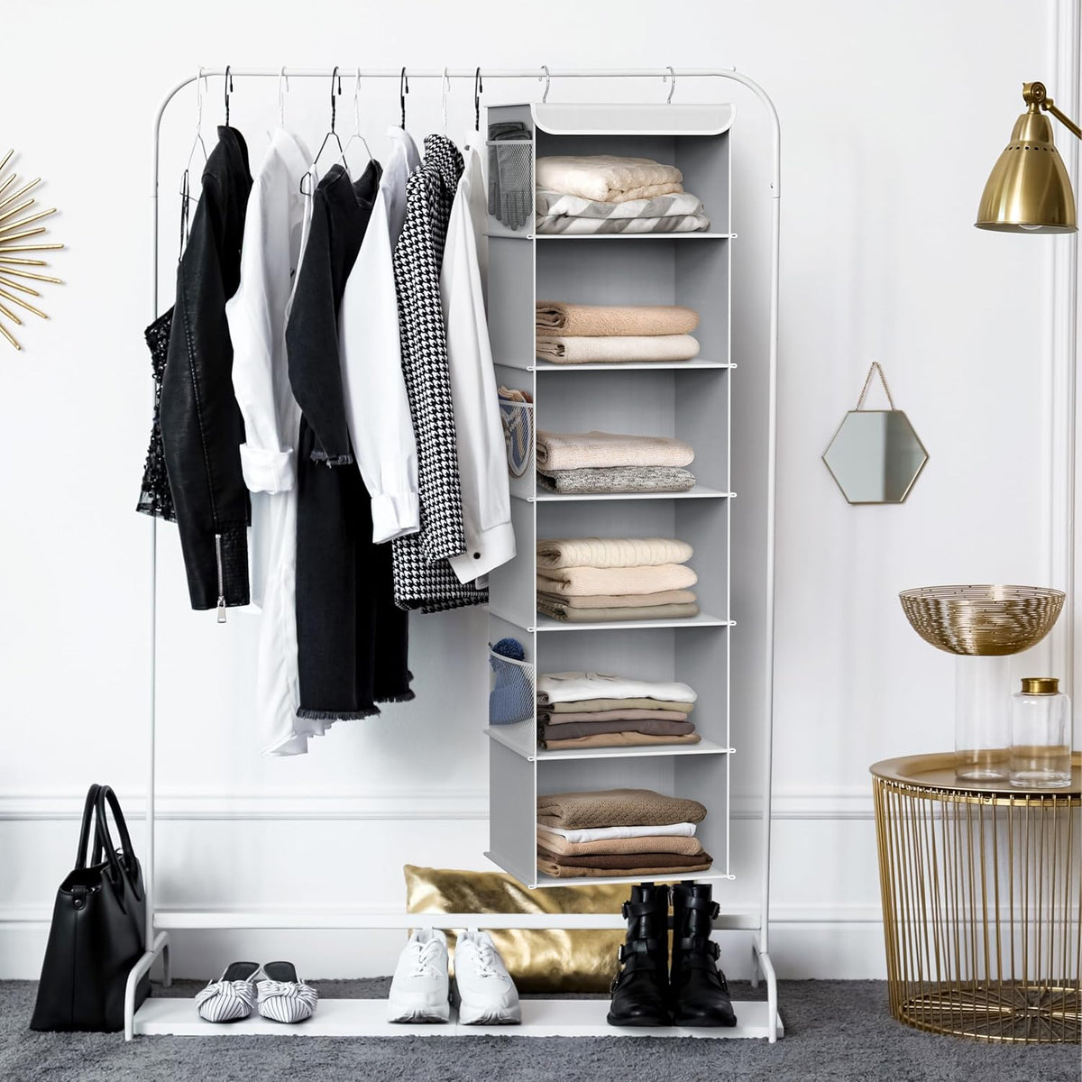 Simple Houseware 6 Shelf Hanging Closet Organizer, Gray