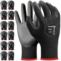 Kebada Safety Work Gloves, 12 Pairs Work Gloves with Grip, PU Coated Grip Gloves for Warehouse