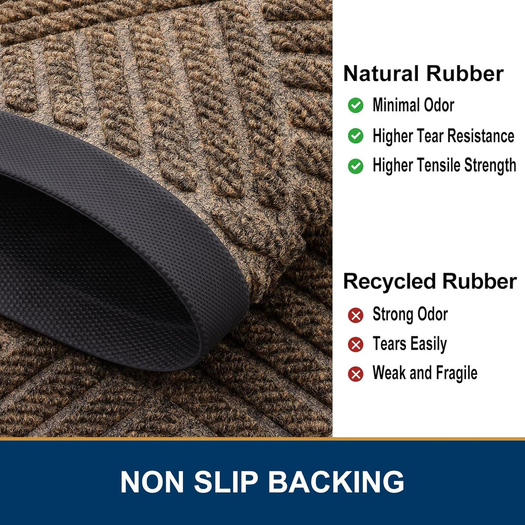 Smiry Half Circle Front Door Mat Outside Entrance, Heavy Duty Outdoor Indoor Natural Rubber