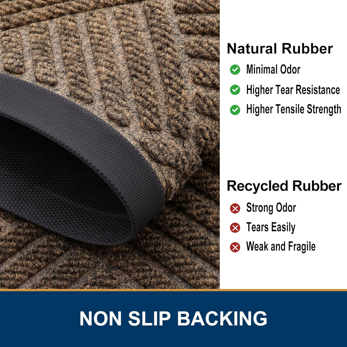 Smiry Half Circle Front Door Mat Outside Entrance, Heavy Duty Outdoor Indoor Natural Rubber