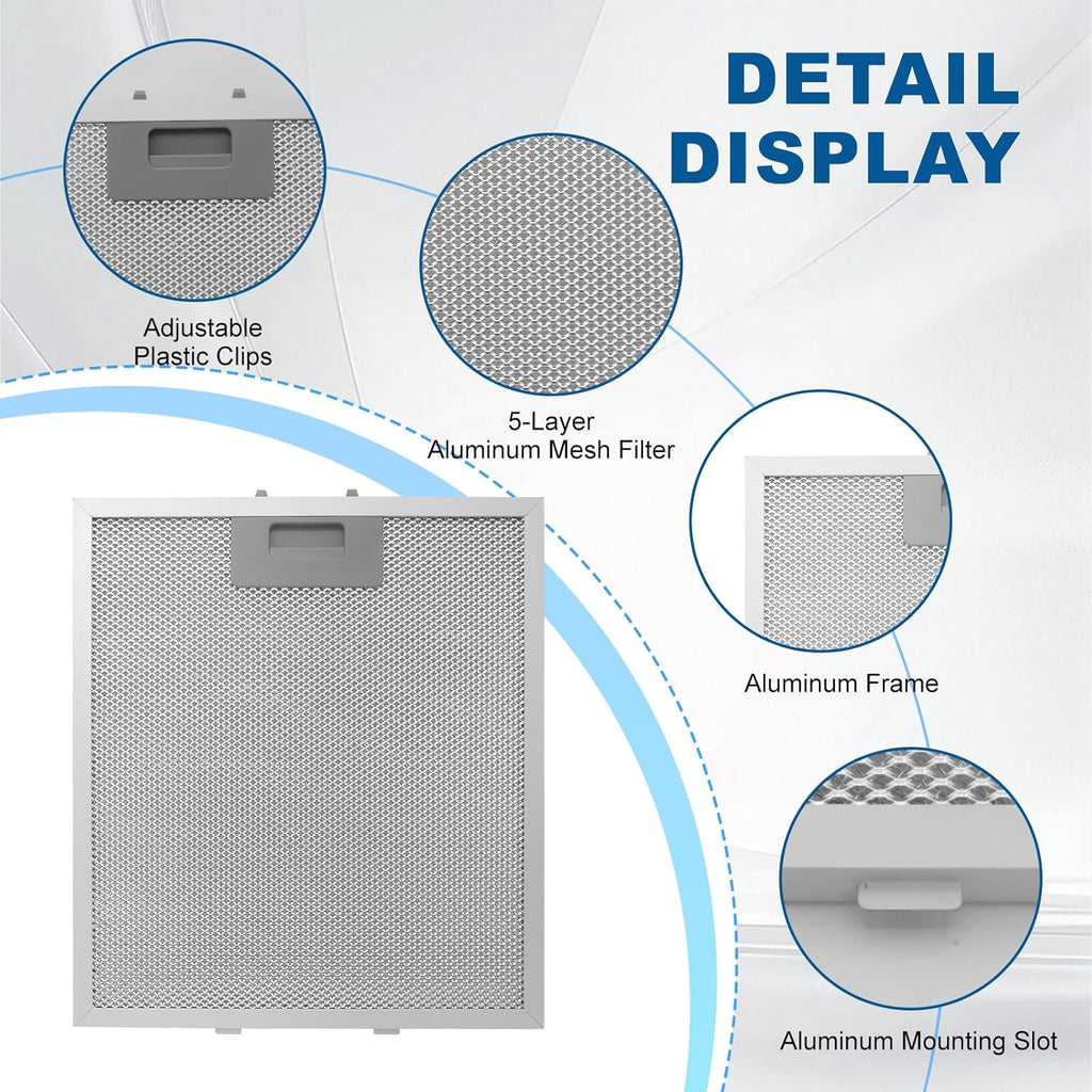 Range Hood Filter Replacement 12" x 10.5"W10169961A With 5-Layer Aluminum Mesh Fit for Whirlpool