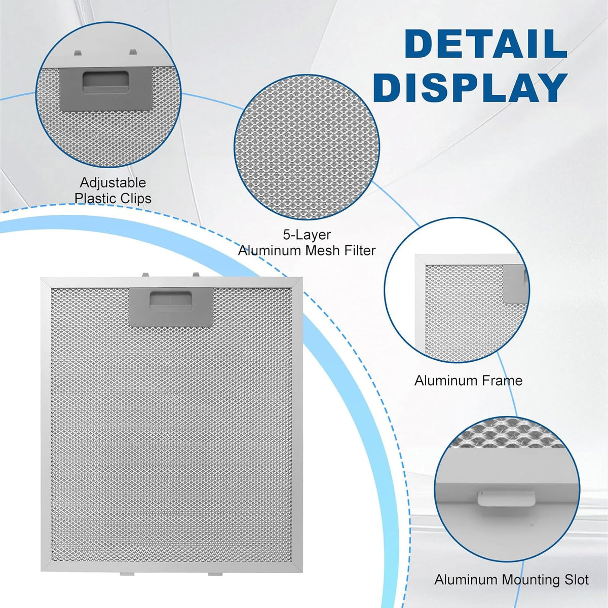 Range Hood Filter Replacement 12" x 10.5"W10169961A With 5-Layer Aluminum Mesh Fit for Whirlpool