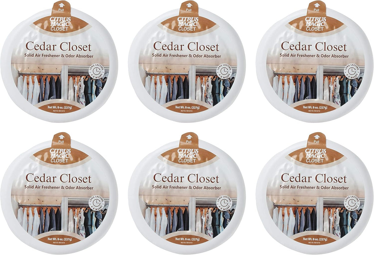 Citrus Magic For Closets Odor Absorbing Solid Air Freshener, Cedar, 8-Ounce, Pack of 6 - CASE