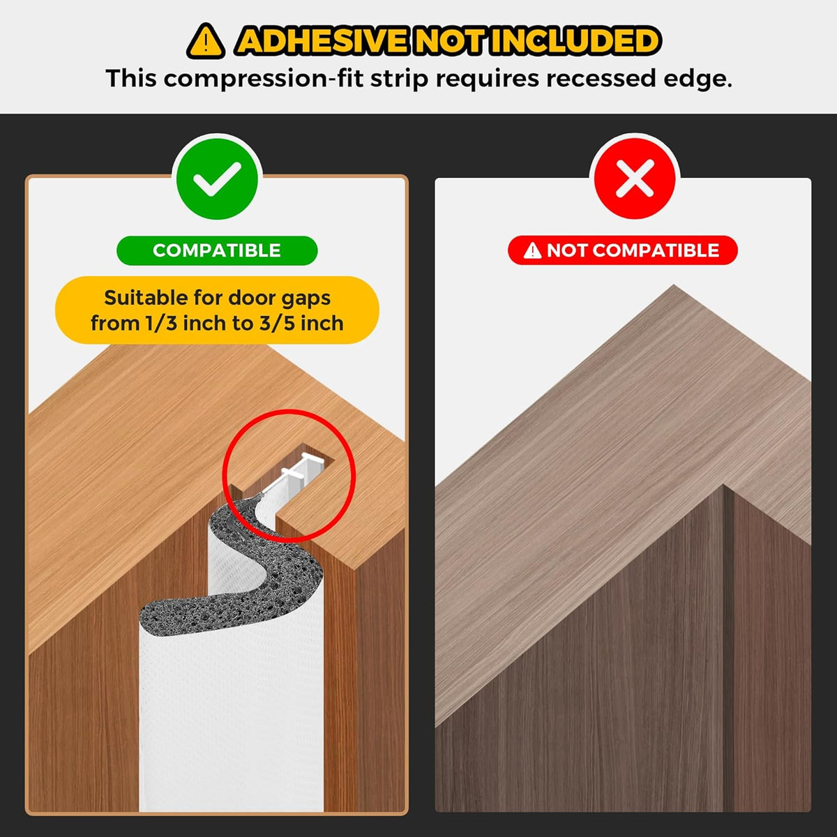 Ravinte Weather Stripping Door Seal Strip Soundproof "Q" Foam Weather Stripping for Door Frame