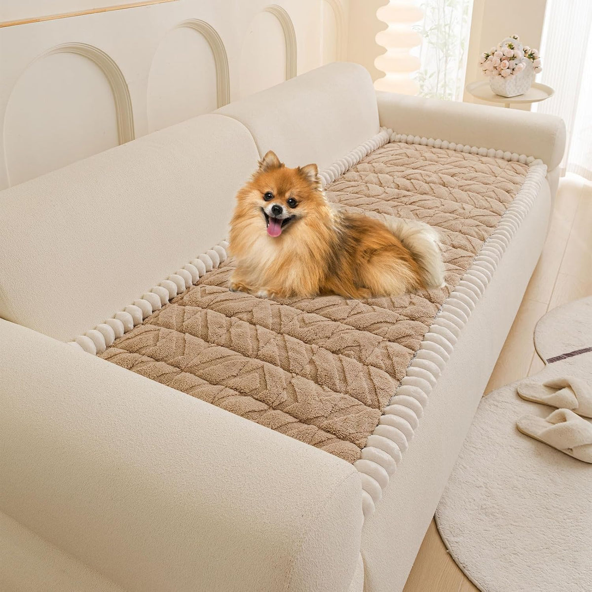 OTOB All Season Couch Cover for Dogs Washable, Non Slip Fuzzy Plush Pet Couch Covers Kids Pet