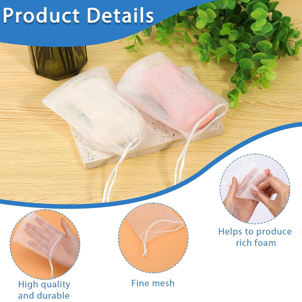 Mozeat Lens 20 PCS Exfoliating Mesh Soap Saver Pouch Bag Mesh Soap Bag Handmade Soaps Bubble Meshs