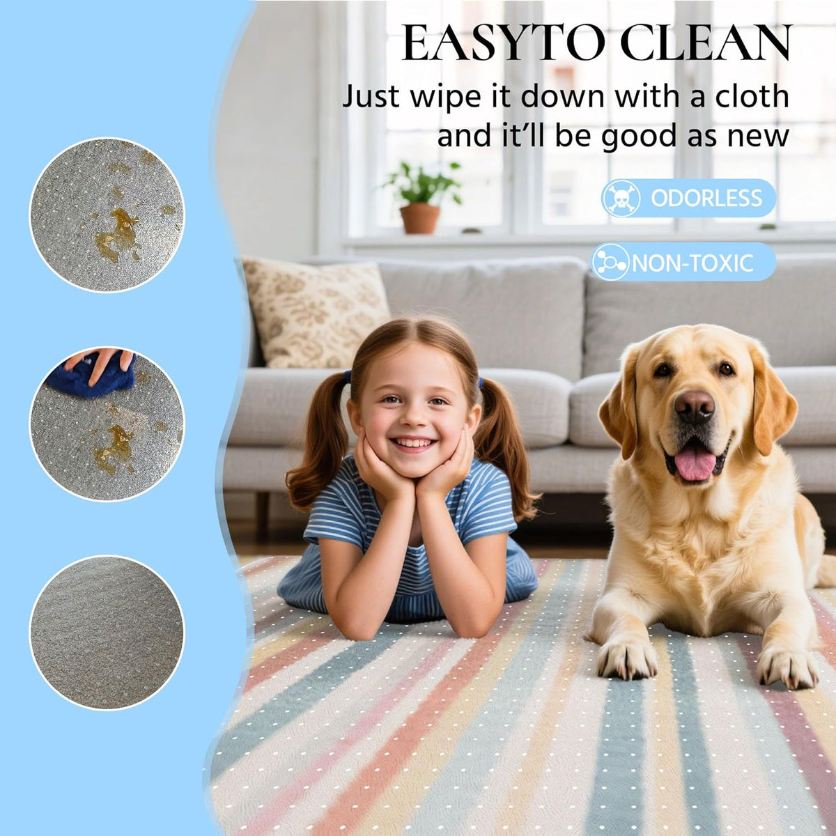 Office Chair Mat for Carpet, 53" x 45" Studded Desk Chair Mat for Low Pile Carpeted Floors