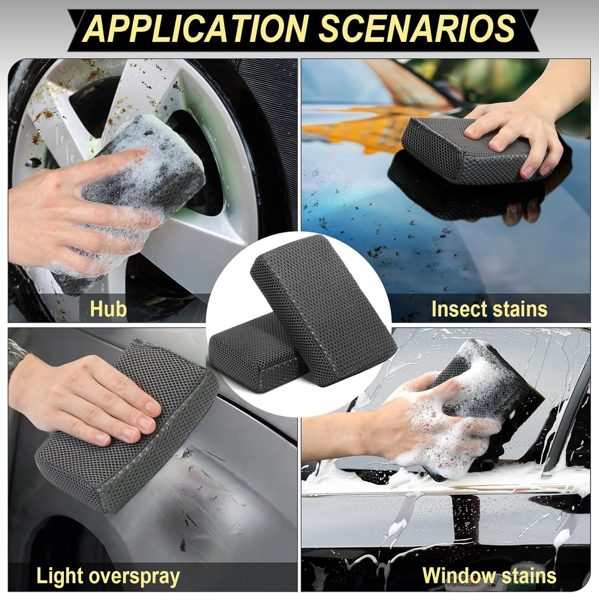 Car Wash Sponge,Dual Sided Car Clay Scrubber for Fast and Effective Removal of Paint,Light