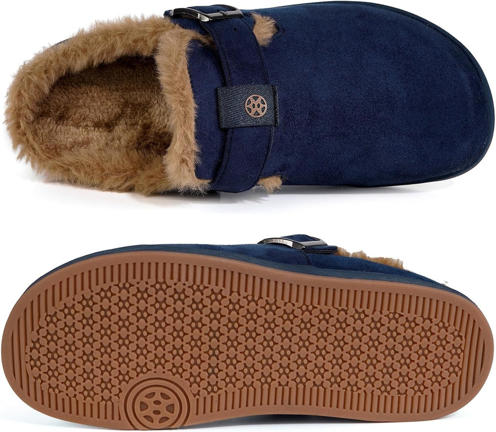Fur Lined Clogs for Women Men Suede Winter Slippers Arch Support Slip on Mules Potato Shoes with