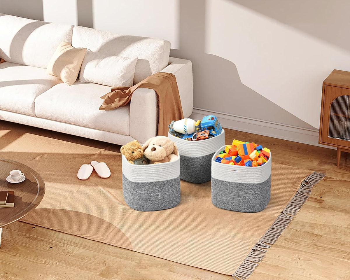 3 Pack Storage Cubes 11 Inch Cotton Rope Woven Baskets for Organizing Cube Bin Square Shelves