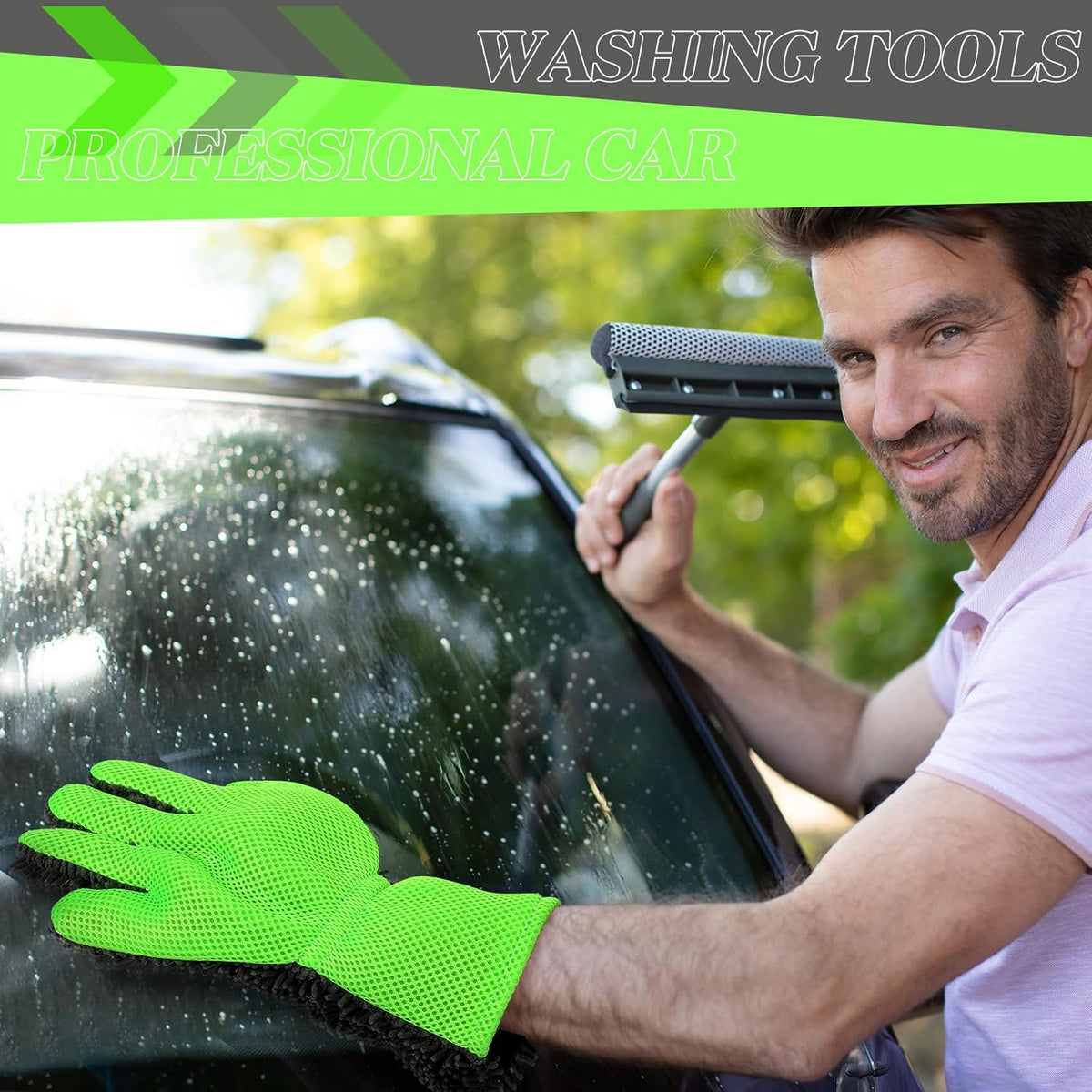 2 Packs Car Wash Mitt 5 Finger Microfiber Wash Mitts Car Dusting Gloves Double Sided Microfiber