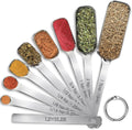 9 Pcs Measuring Spoons Set with Leveler, Metal Teaspoon & Tablespoon Measuring Spoons for Cooking &