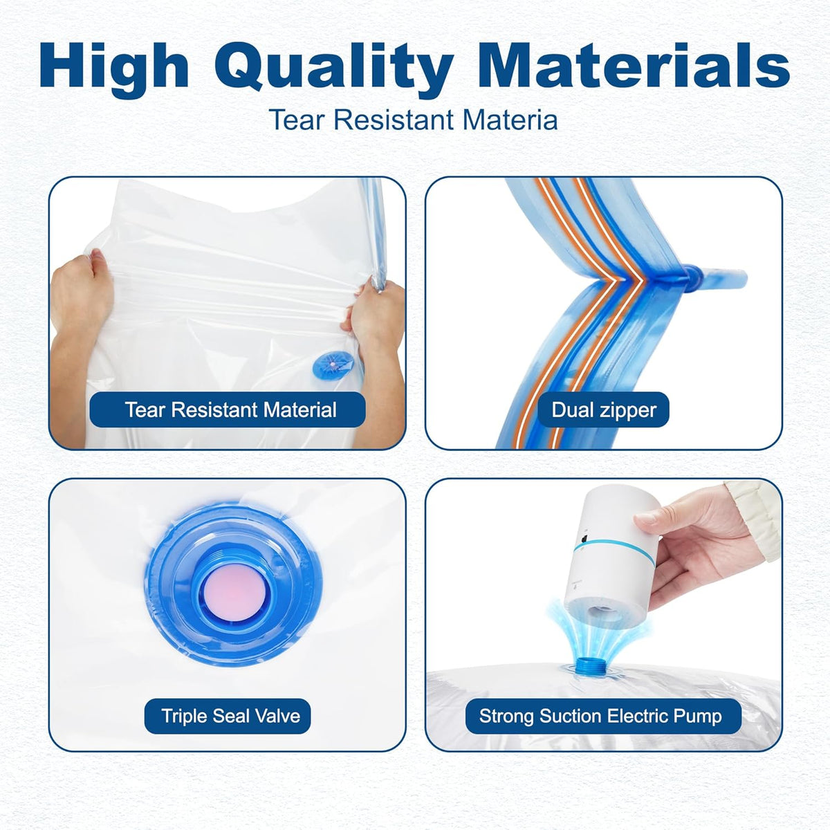 HOUSE DAY 10 Jumbo Vacuum Seal Bags For Clothing Travel, 80% Space Saving Travel Vacuum Bags with