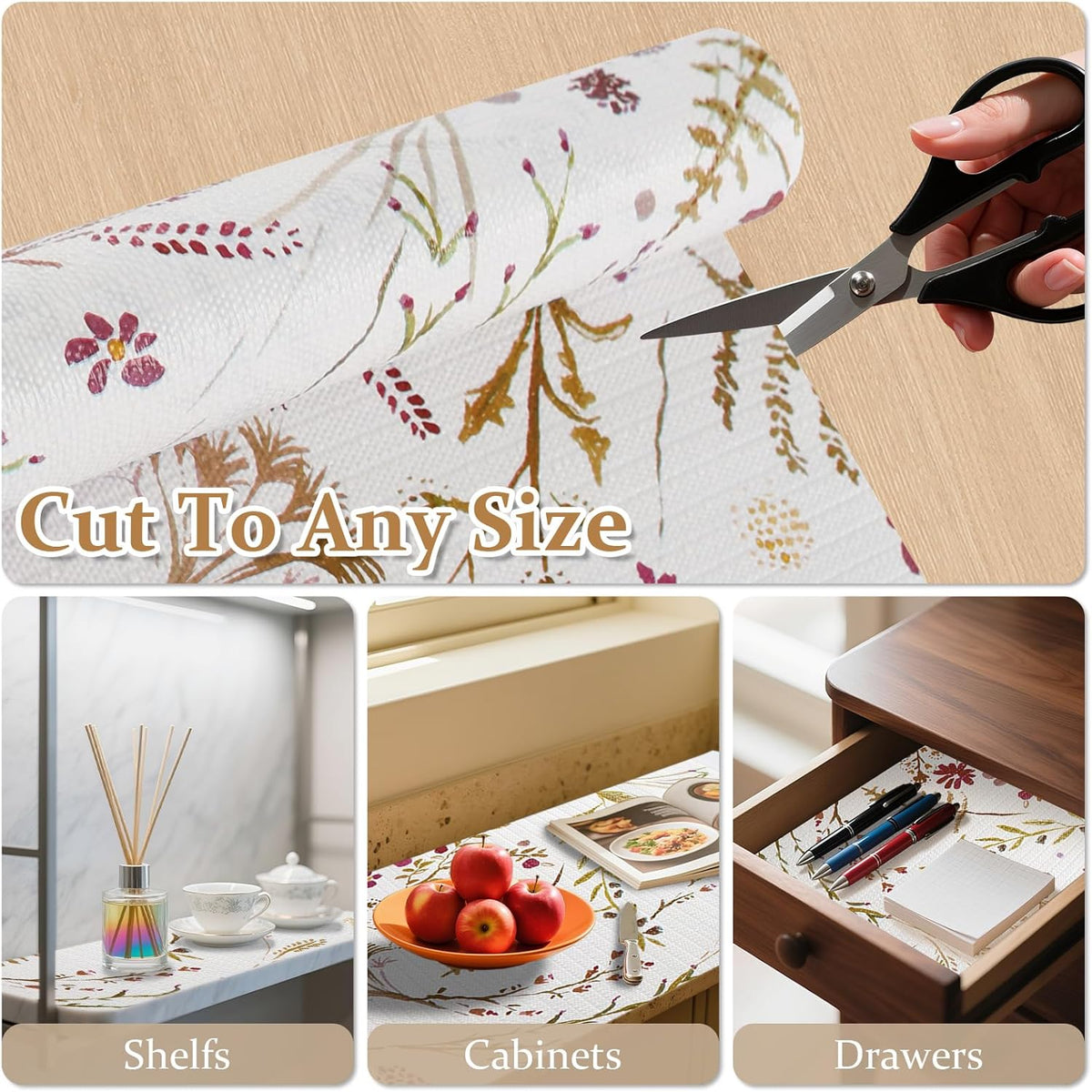 FINNEZ Shelf and Drawer Liner 12in x 20FT with Cutting Tool, Non Slip Non Adhesive Drawer Liners