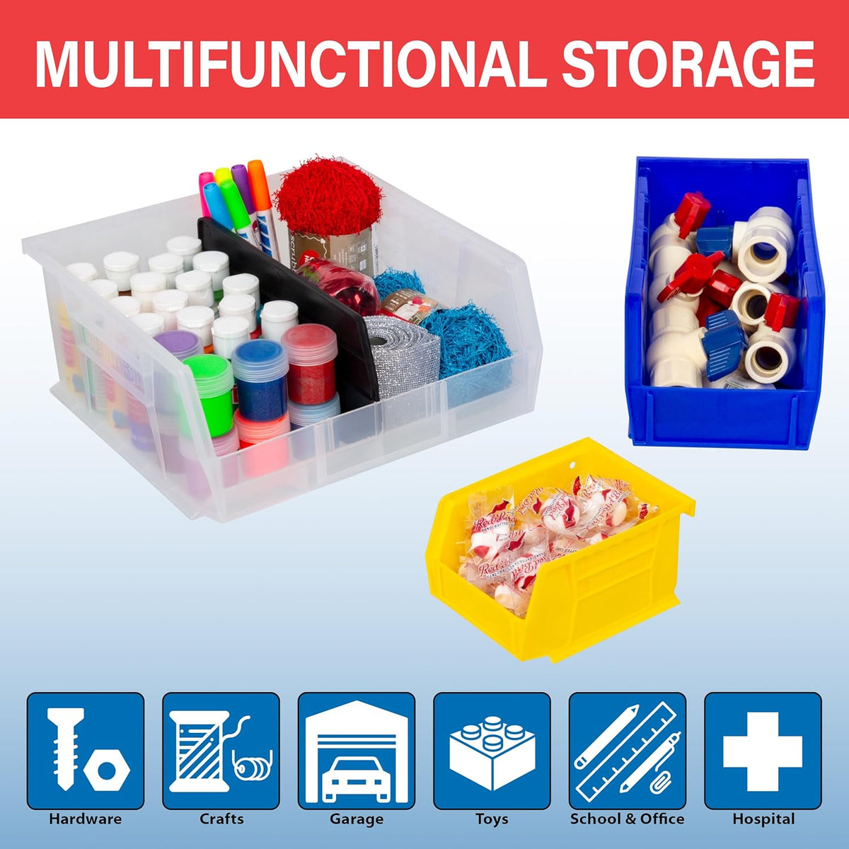 Akro-Mils 30270 AkroBins Plastic Storage Bins, Space-Saving Stackable Bins for Garage, Pantry