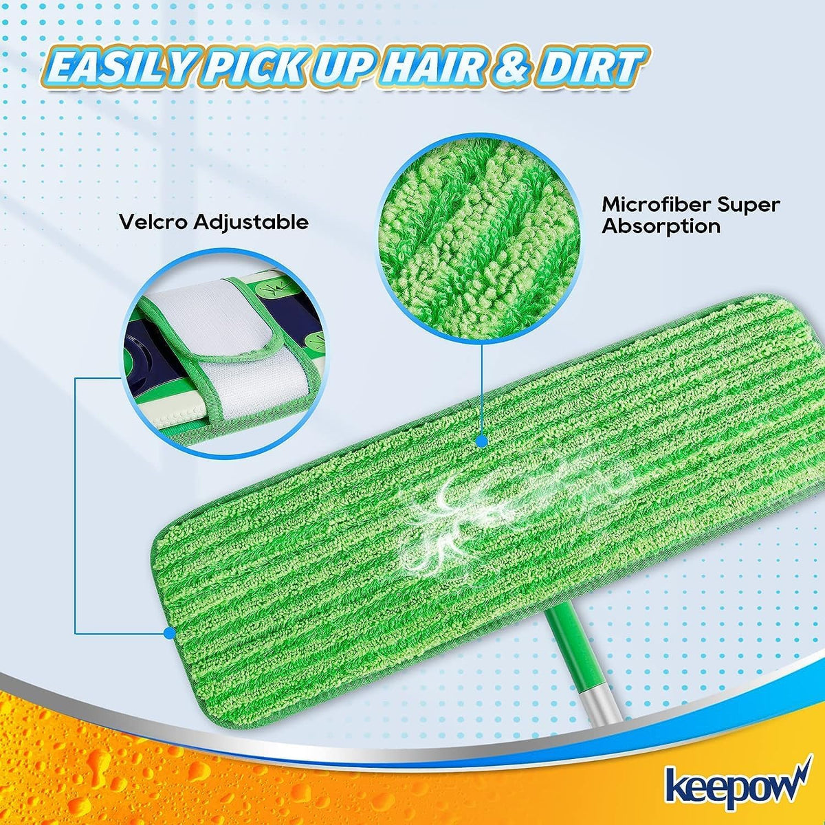 KEEPOW XL Mop Pads Compatible with Swiffer Sweeper XL, 6 Pack Wet Pads Refills Dry Sweeping Cloths