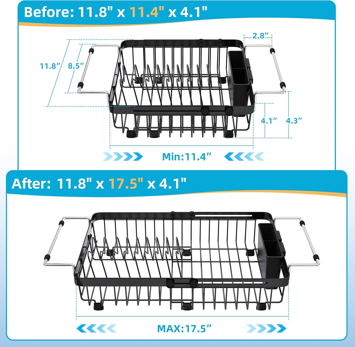 romision Expandable Dish Drying Rack Over The Sink Small Metal Stainless Steel Plate Holder for