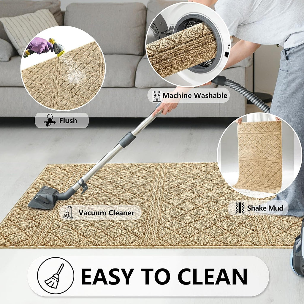 REFETONE Indoor Doormat, Front Back Door Mat 36"x59" Absorbent Rubber Backing Non Slip Door Mats