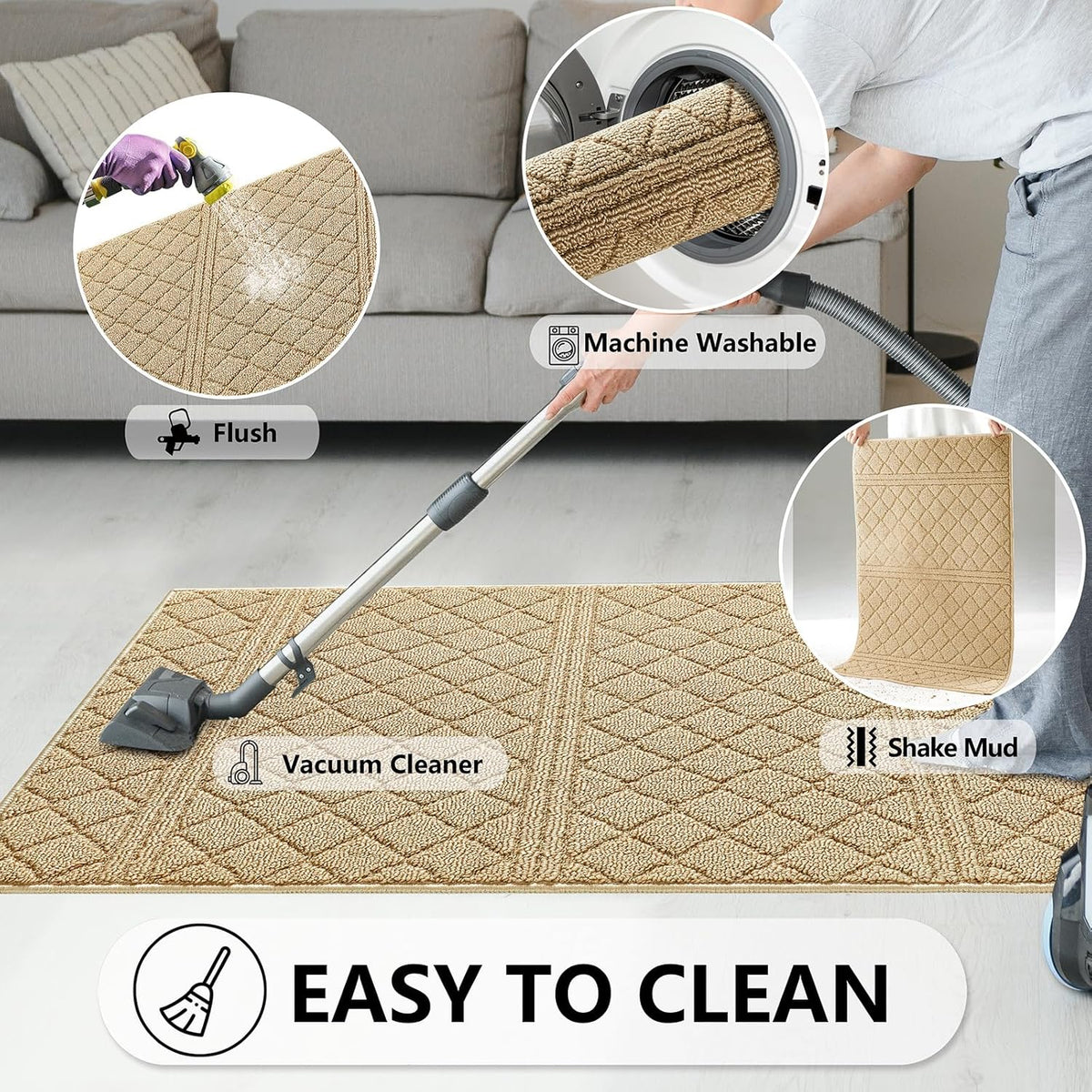REFETONE Indoor Doormat, Front Back Door Mat 36"x59" Absorbent Rubber Backing Non Slip Door Mats