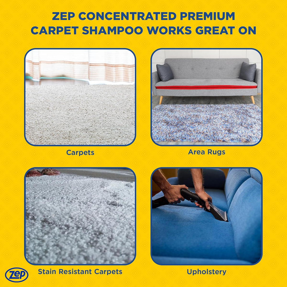 Zep Premium Carpet Cleaner Shampoo - 1 Gallon (Case of 2) ECZUPXC1282 - Pro Strength Deep Cleaning