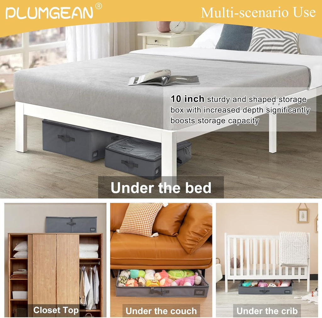 10-Inch Under Bed Storage Containers (2-Pack) | Sturdy Sidewalls | Clear Cover & Label Holder |
