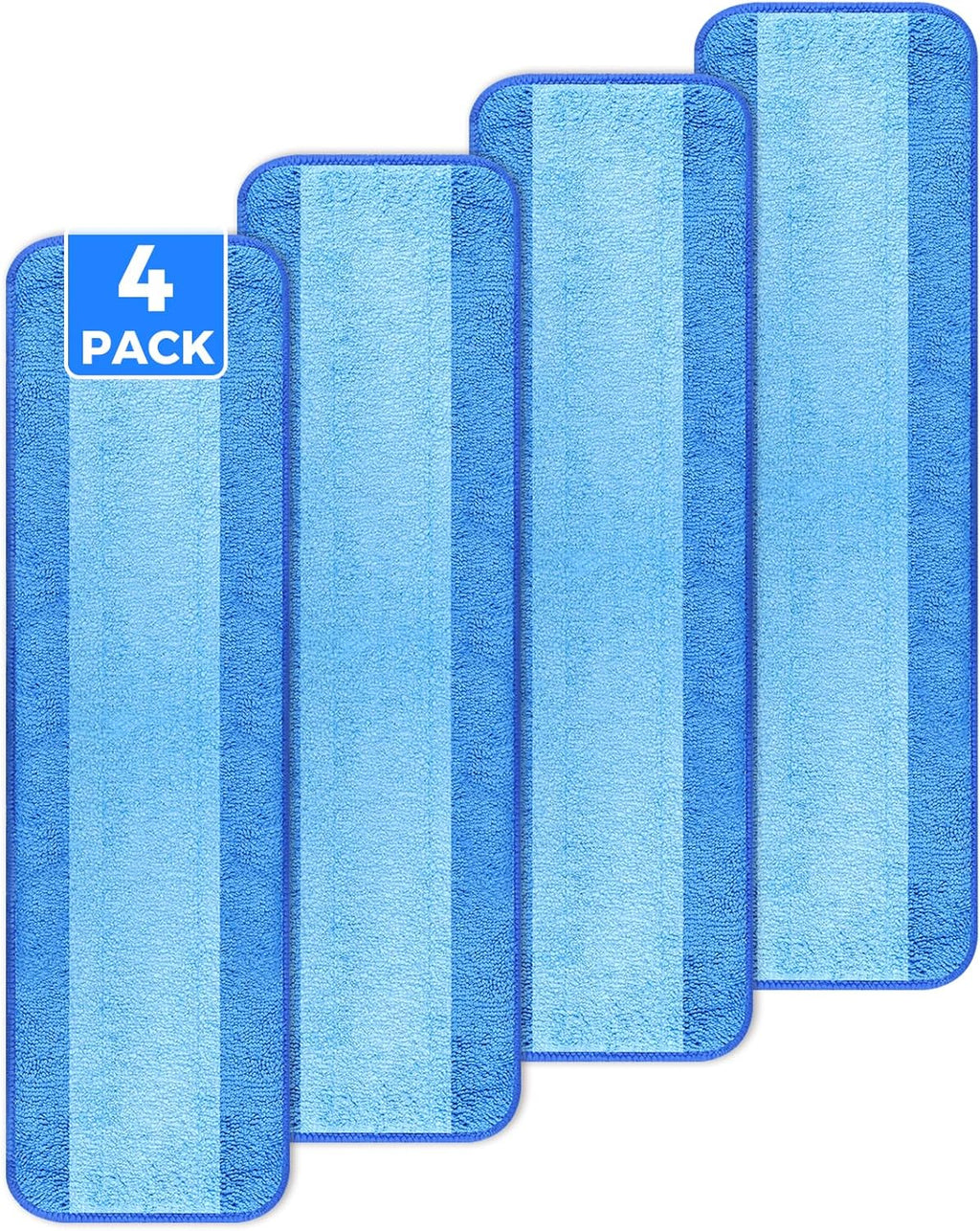 4-Pack Microfiber Cleaning Pads, 18-Inch Microfiber Mop Pads Compatible with Bona Mop, Washable and