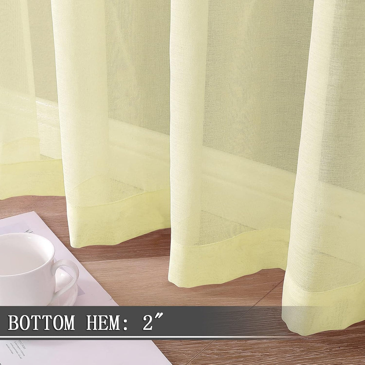 Tollpiz Sheer Curtains Linen Textured Living Room Curtain Sheers Light Filtering Rod Pocket Voile