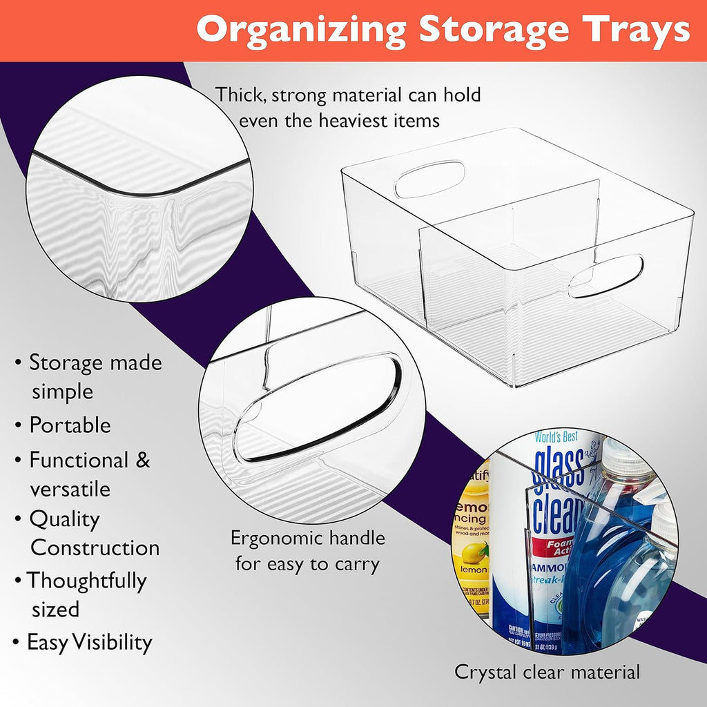 ClearSpace Plastic Storage Bins with Divider – Perfect Kitchen Organization or Pantry Storage