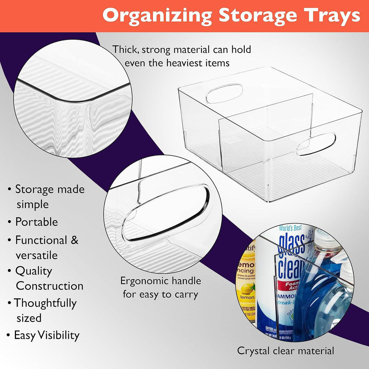 ClearSpace Plastic Storage Bins with Divider – Perfect Kitchen Organization or Pantry Storage