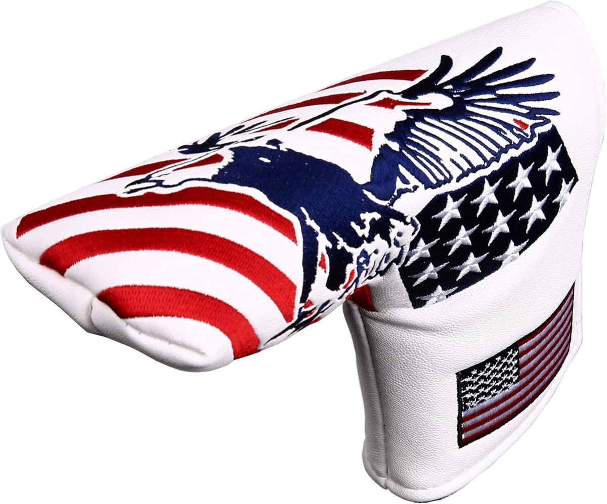 USA Flag and Eagle Golf Driver/Fairway Wood/Hybrid/Iron/Mallet Putter/Blade Putter Head Cover