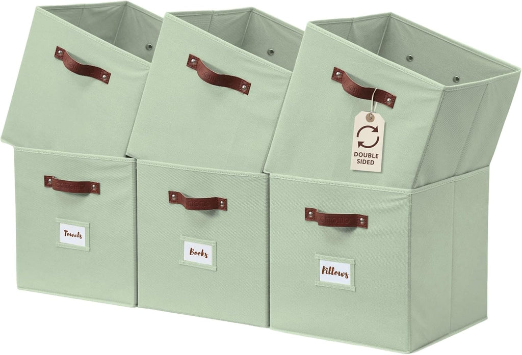 DECOMOMO Storage Cubes, 13x13x13 Storage Cube Bins with Labels, Fabric Organizer Bins (13" / 6pcs