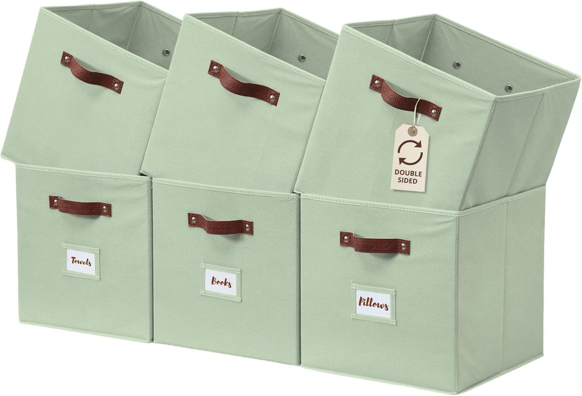 DECOMOMO Storage Cubes, 13x13x13 Storage Cube Bins with Labels, Fabric Organizer Bins (13" / 6pcs