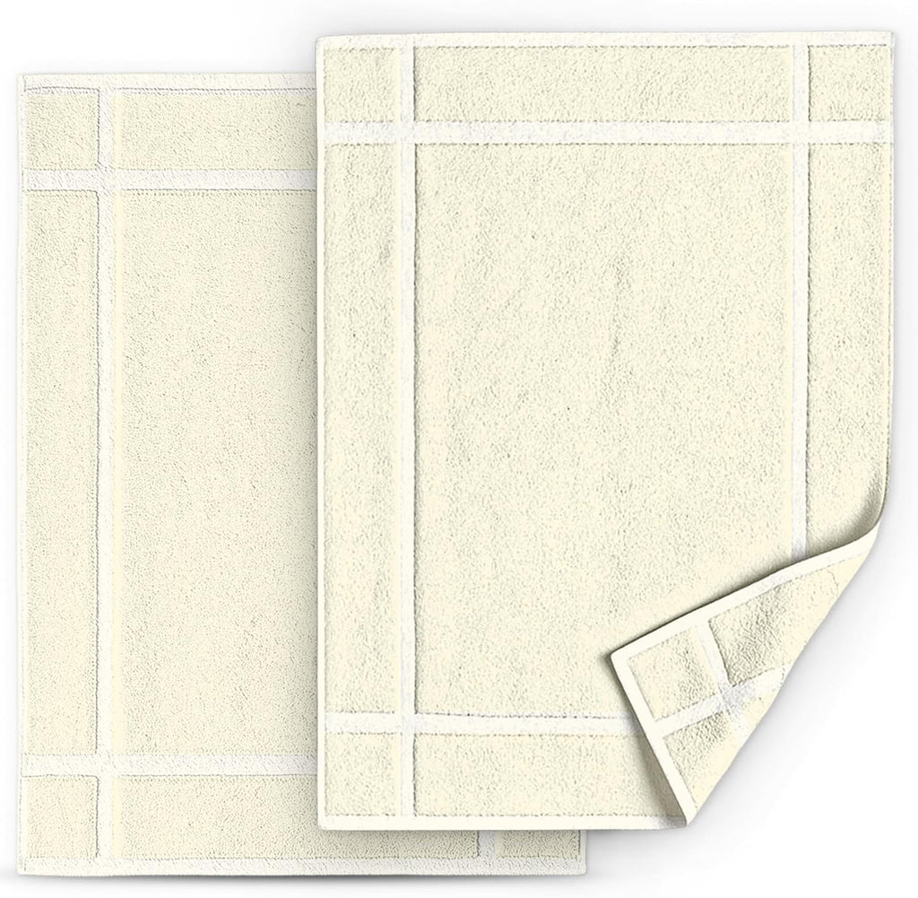 Pearl Linens Pack of 2 100% Cotton Bathmat 20x30 inches, Soft & Absorbent Quick Dry Bathroom Mat
