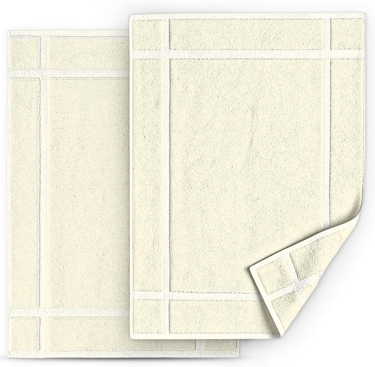 Pearl Linens Pack of 2 100% Cotton Bathmat 20x30 inches, Soft & Absorbent Quick Dry Bathroom Mat