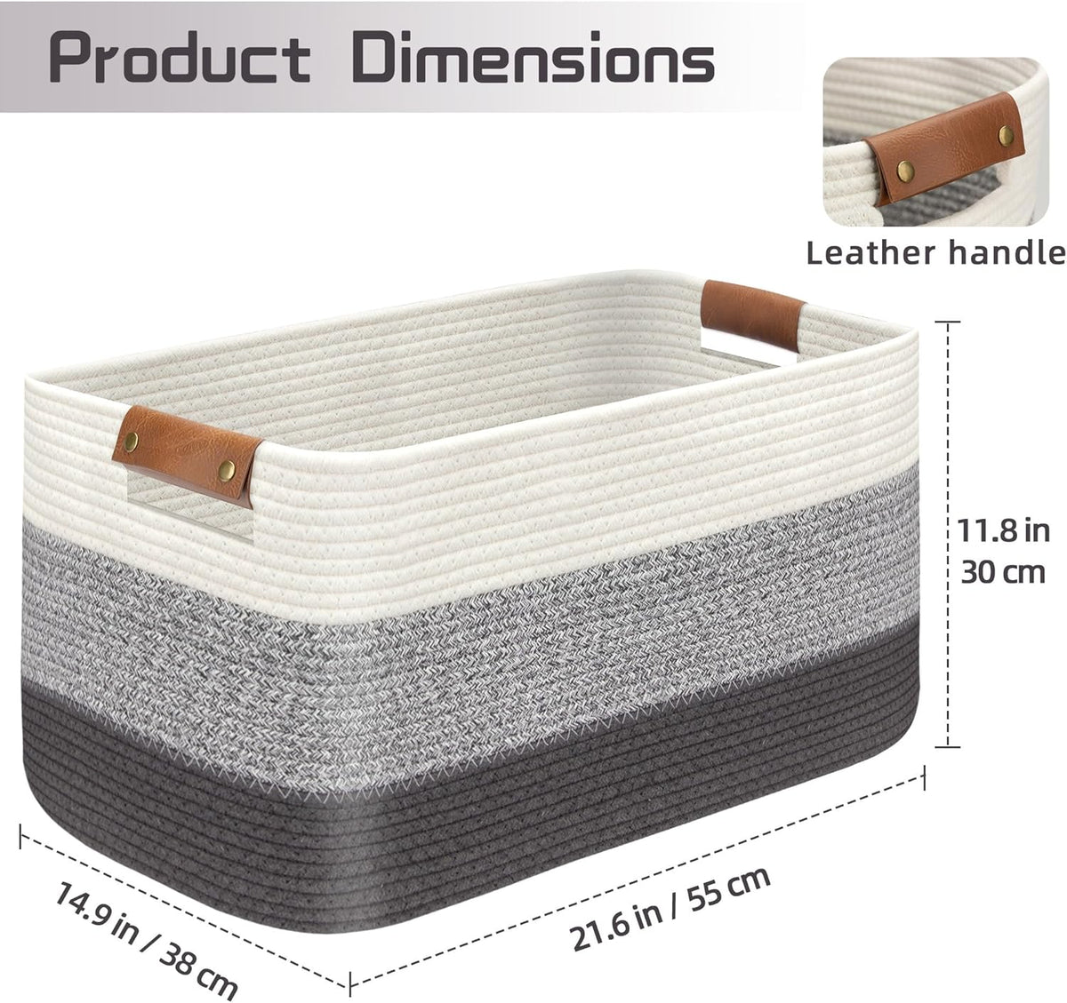 Large Collapsible Laundry Basket, Clothes Hamper for Blanket, Toy, Towels, Woven Baskets for