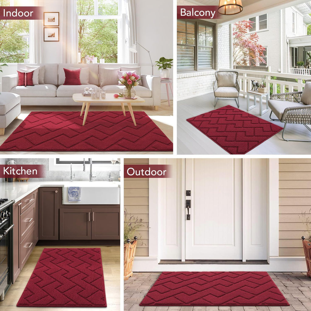 hicorfe Front Door Mat Outside Entrance,32"x40" Absorbent Muddy Dirt Resist Welcome Door Mats