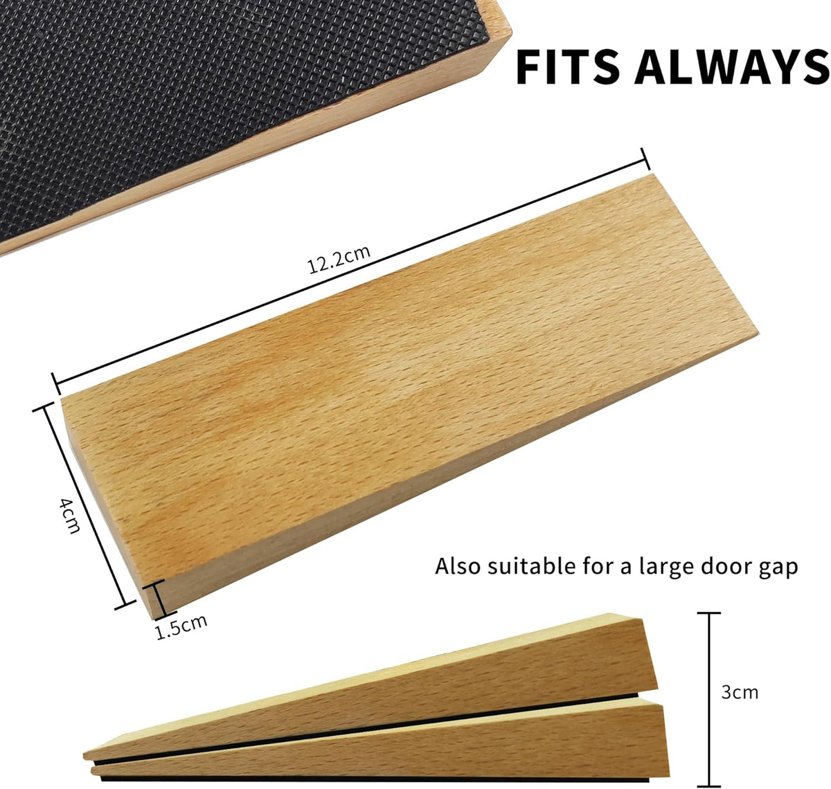 2 Pack Wooden Door Stop - Non-Slip Door Stoppers for Floor - Door Wedges for All Door Types and