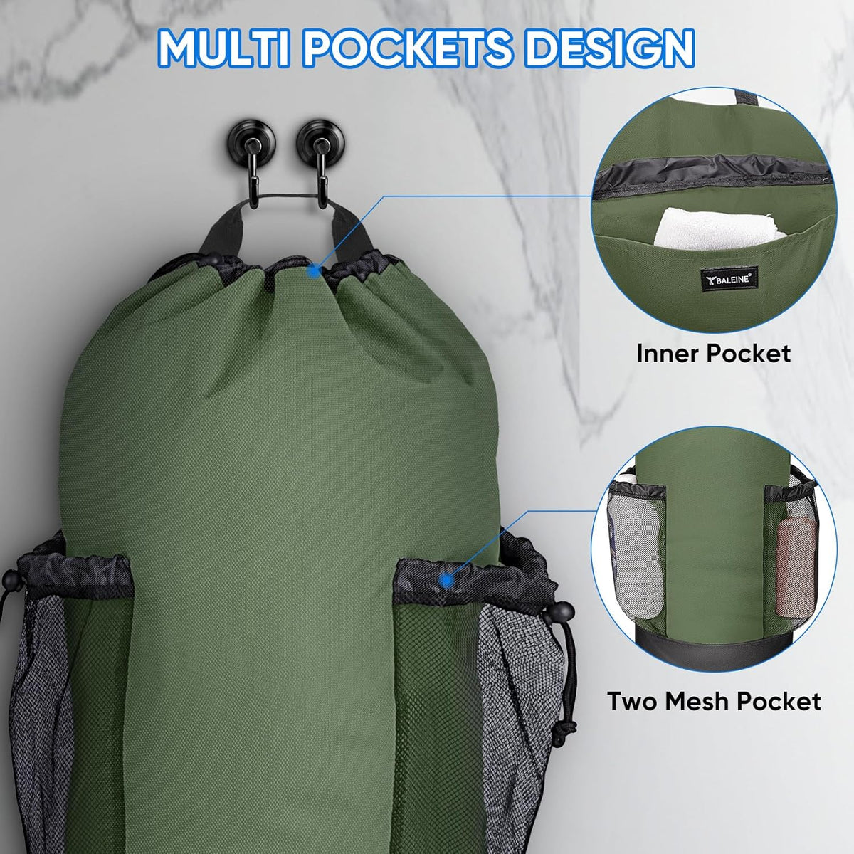 BALEINE 120L Laundry Bag Backpack, 900D Oxford Fabric Large Travel Laundry Bags with Shoulder