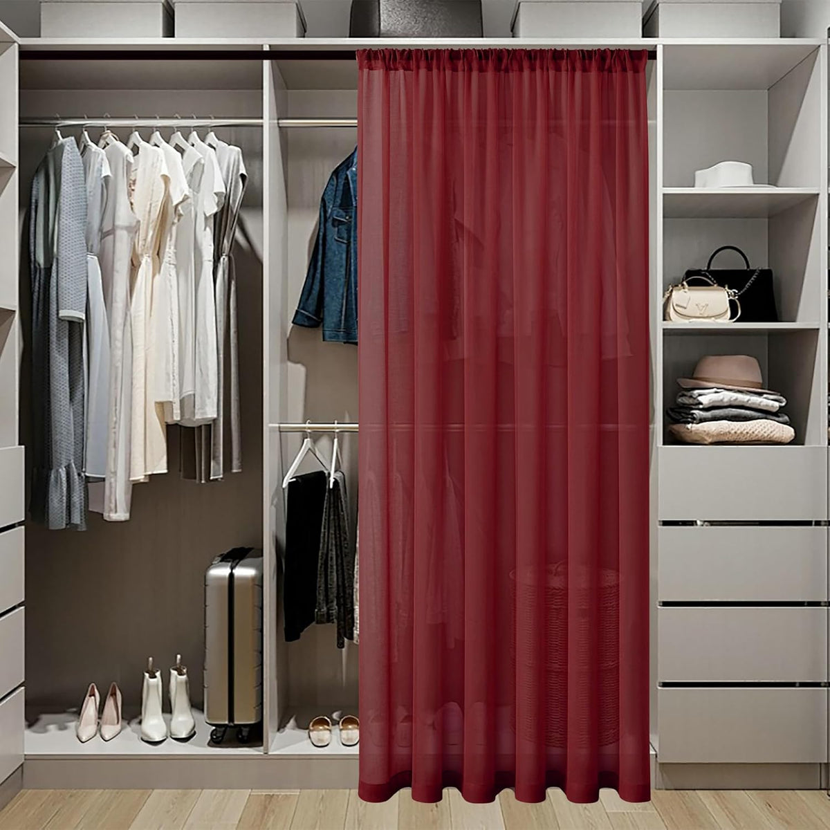 Tollpiz Sheer Curtains Closet Linen Textured Curtain Sheers Doorway Light Filtering Voile Patio
